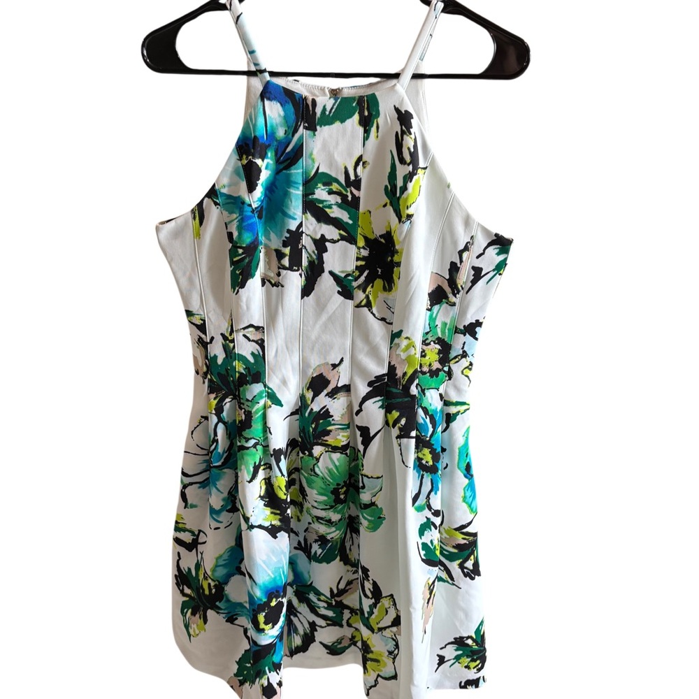 Vince Camuto Floral Tank Top - White, Blue, and Green